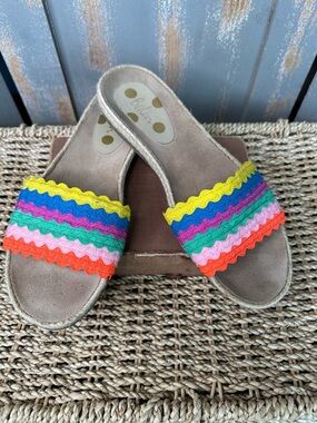 Boden Rainbow Rick Rack Espadrille Slides Sz 40, 8.5